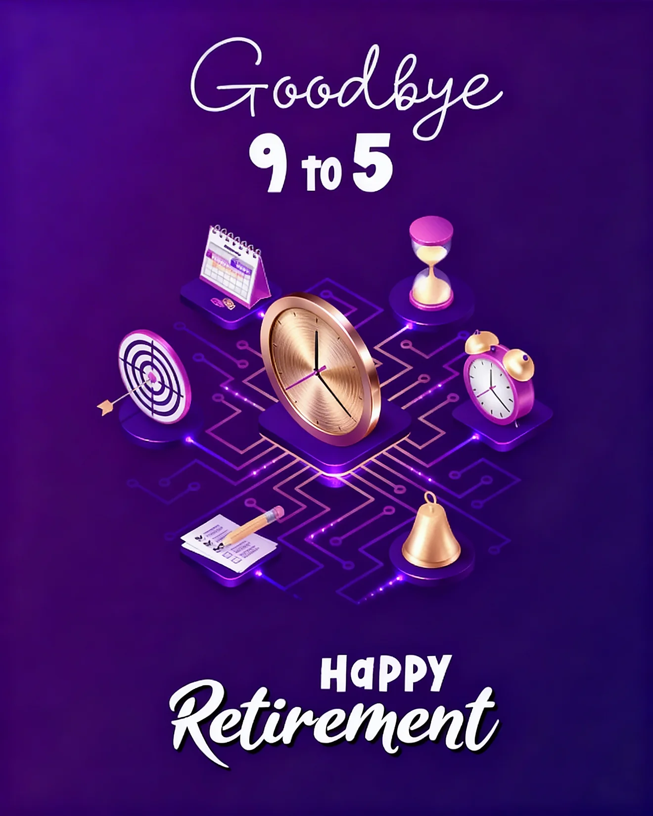 Clocking Out Forever virtual Good Luck card