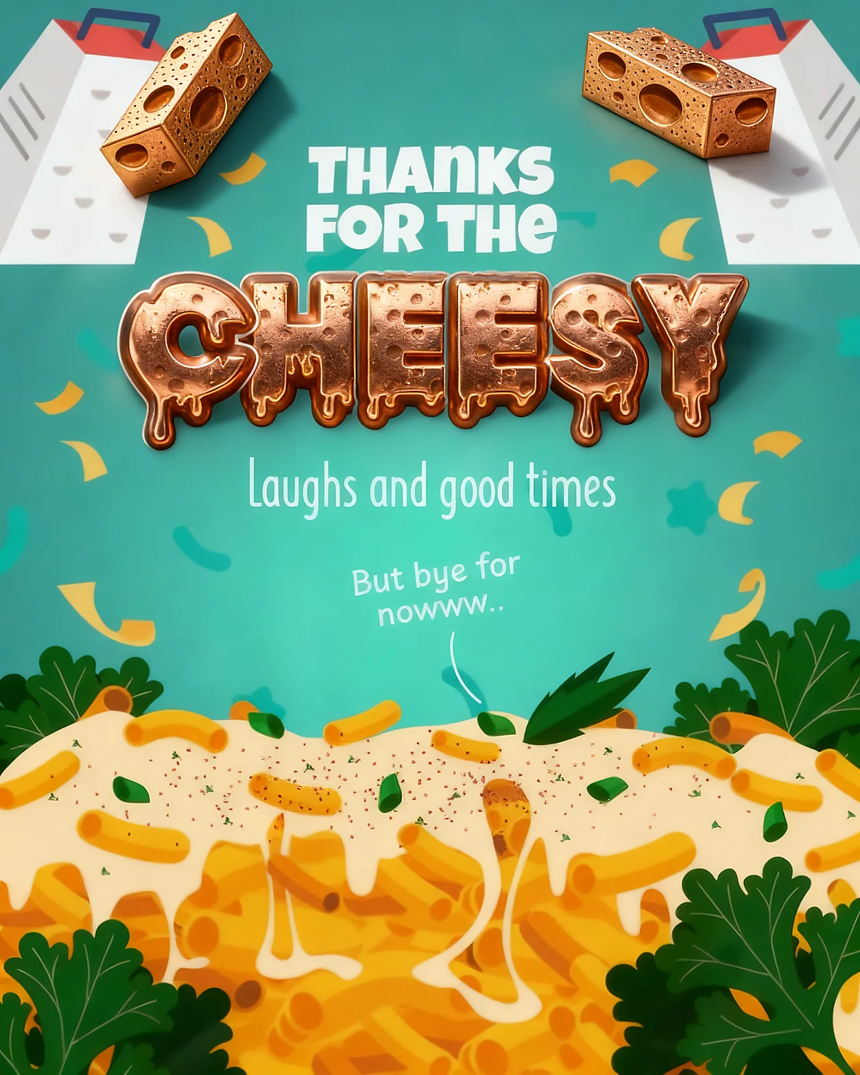 Fun Cheesy Farewell virtual Group Leaving card