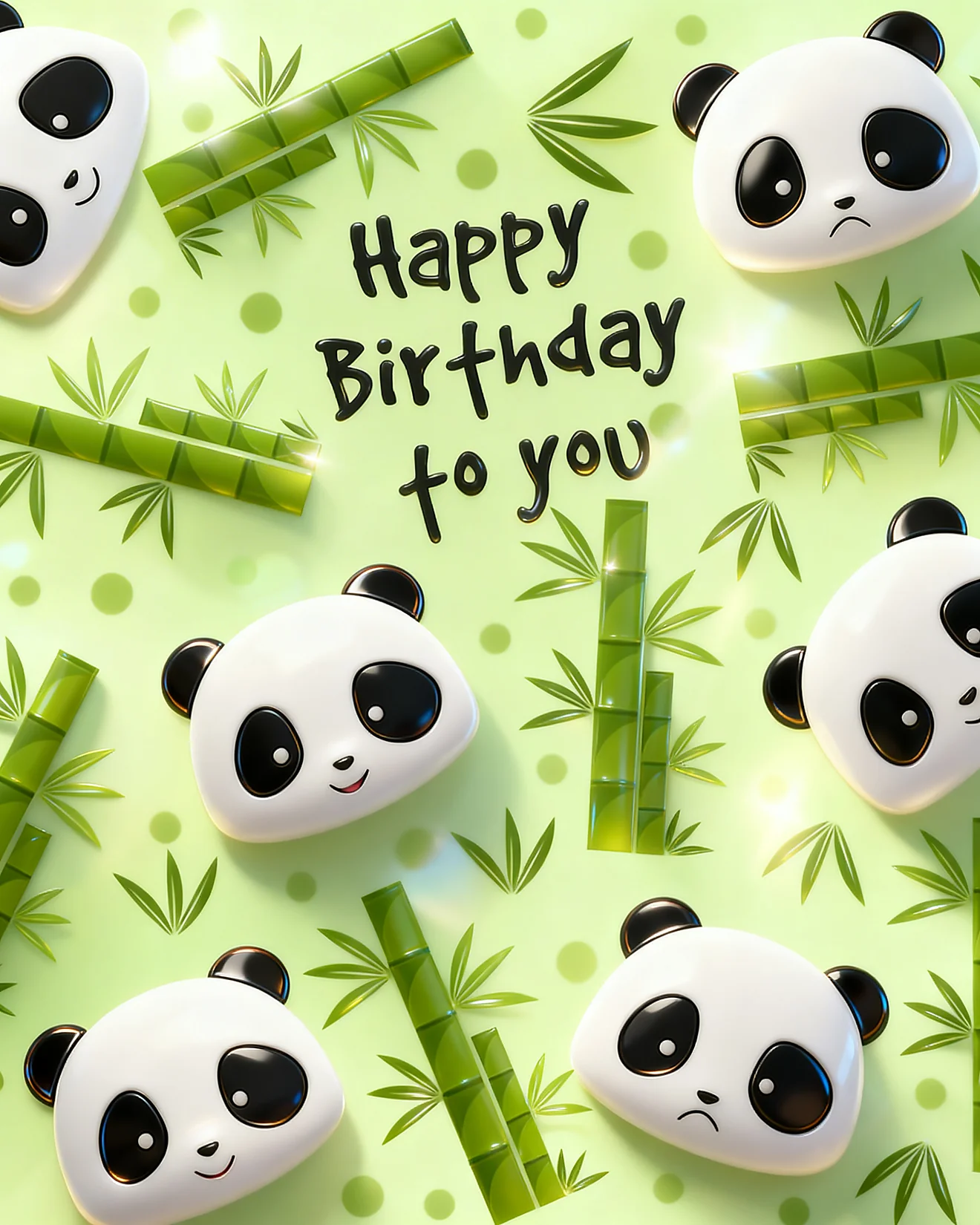 Panda Bamboo Party virtual Birthday card