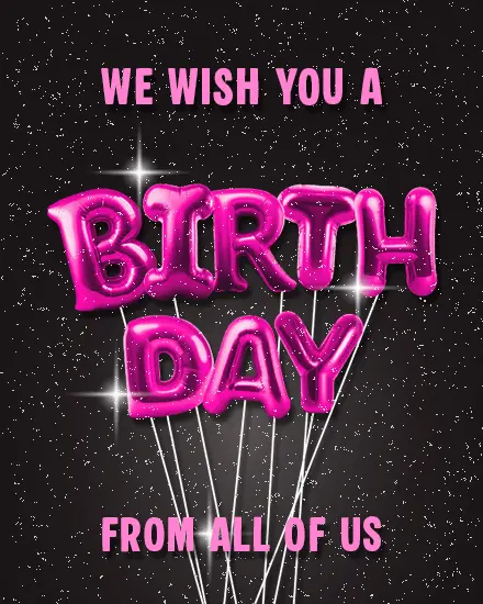 Glitter Party Wishes virtual Birthday card