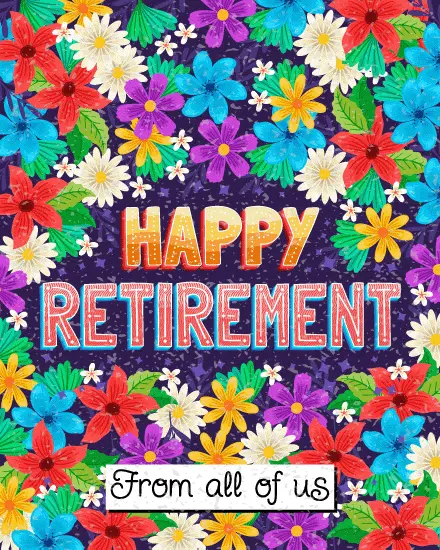 Purple Floral Bloom virtual Retirement card
