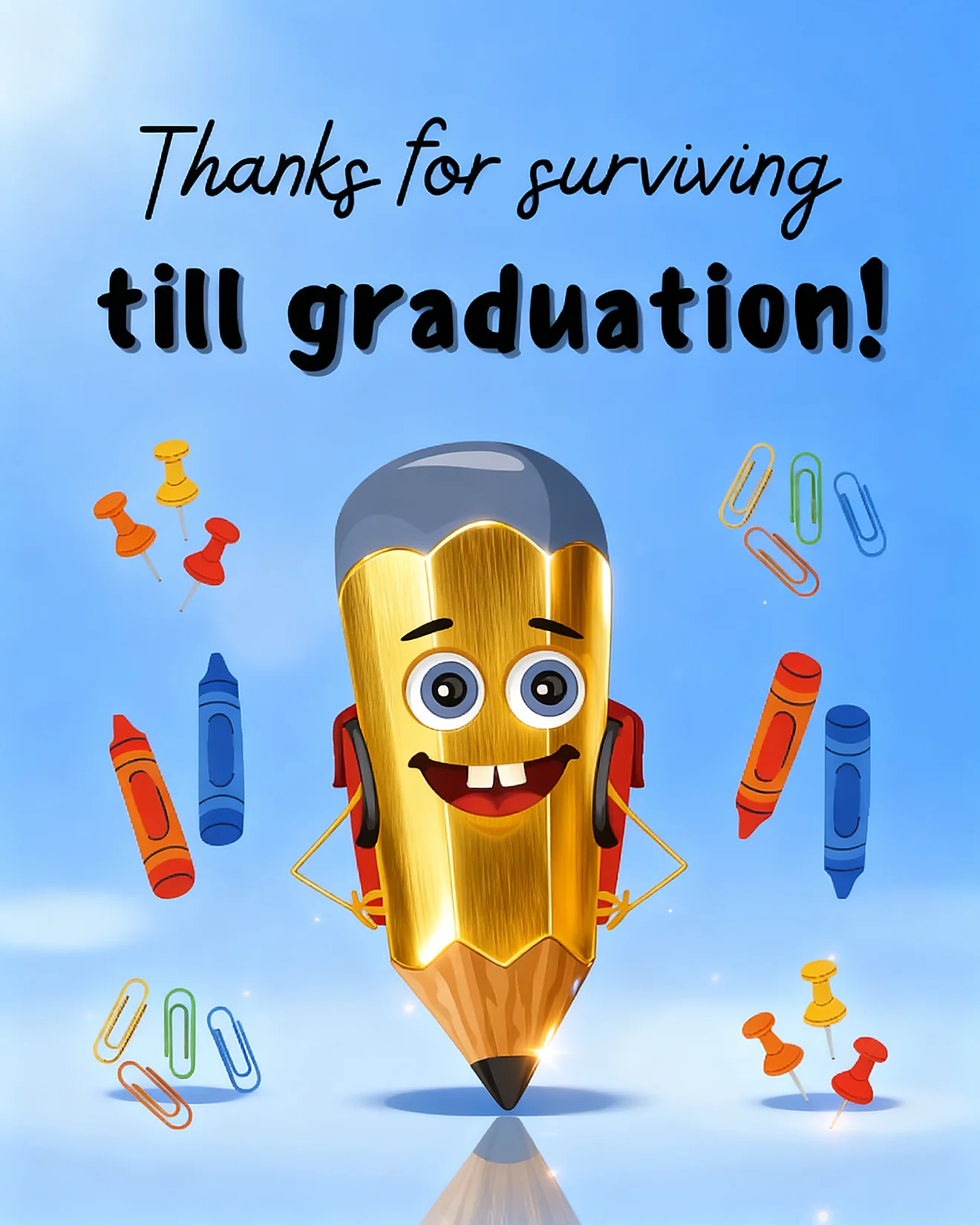 Survived School Cheers virtual Graduation Thank You card