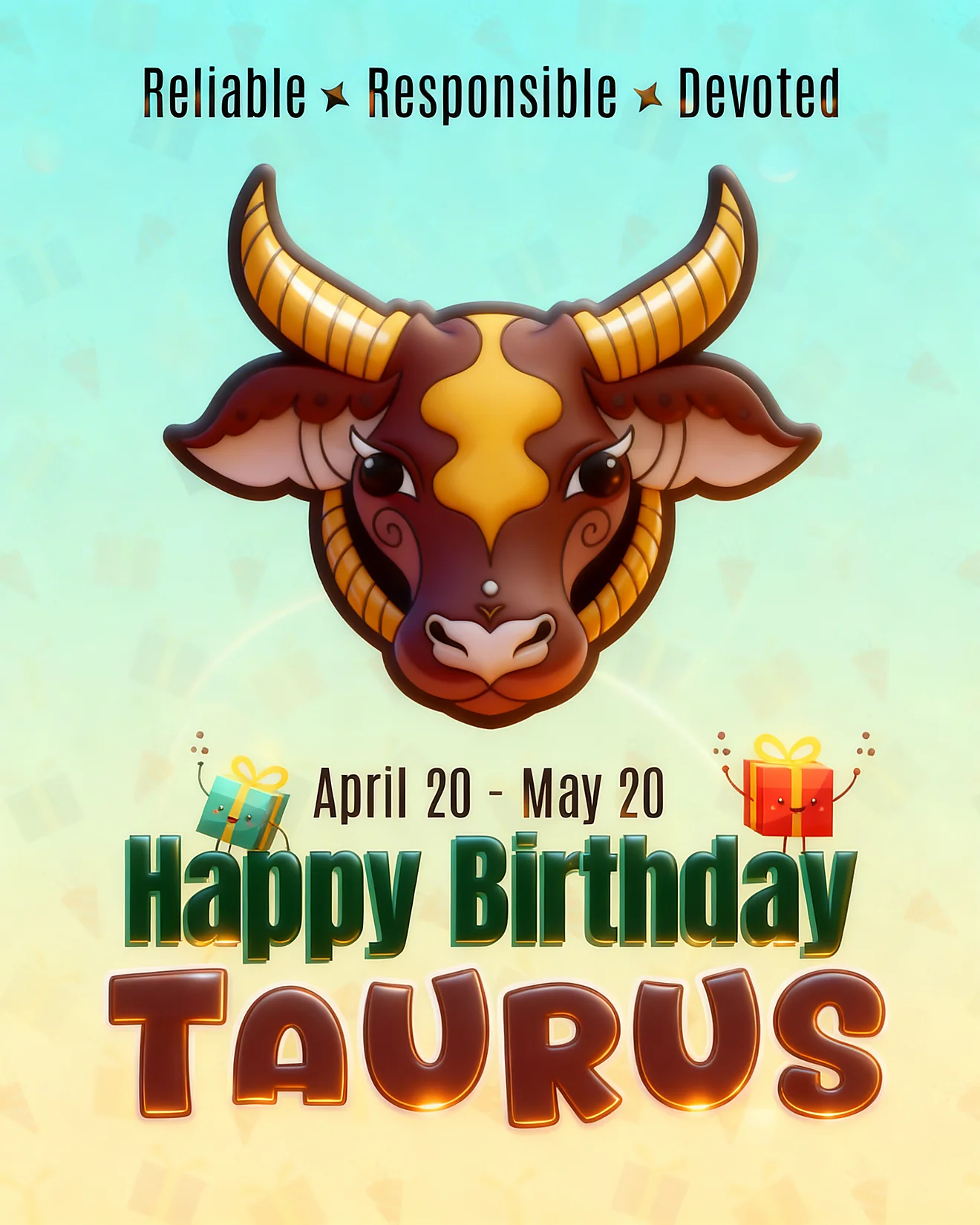 Golden Bull Celebration virtual Taurus Birthday card