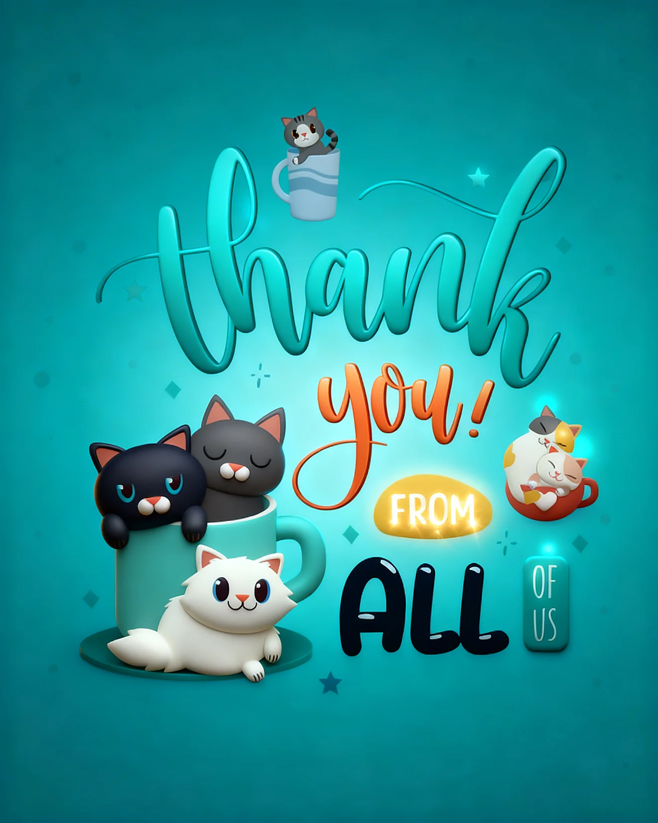Cuddly Kittens virtual Thank You card