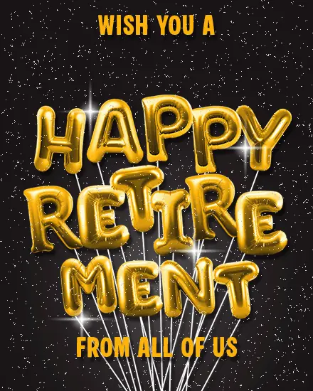 Gold Foil Balloons virtual Retirement card