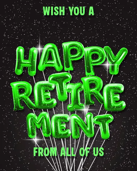 Green Foil Balloons virtual Retirement card