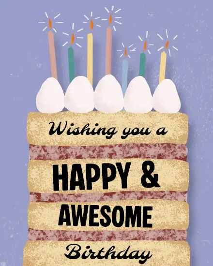 Happy And Awesome virtual Birthday card