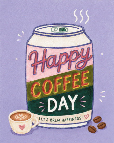 Brew Some Happiness virtual National Coffee Day card