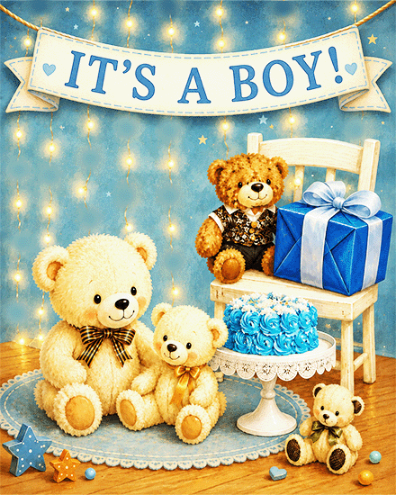 It's A Boy virtual Baby Shower (New Birth)  card