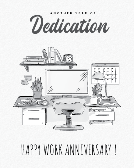Minimal Desk virtual Work Anniversary card
