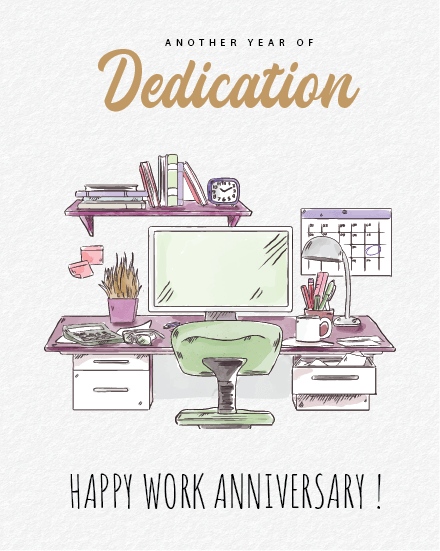 Warm Desk Achievement virtual Work Anniversary card