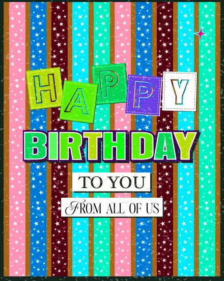 Patchwork Letter Blocks virtual Birthday card