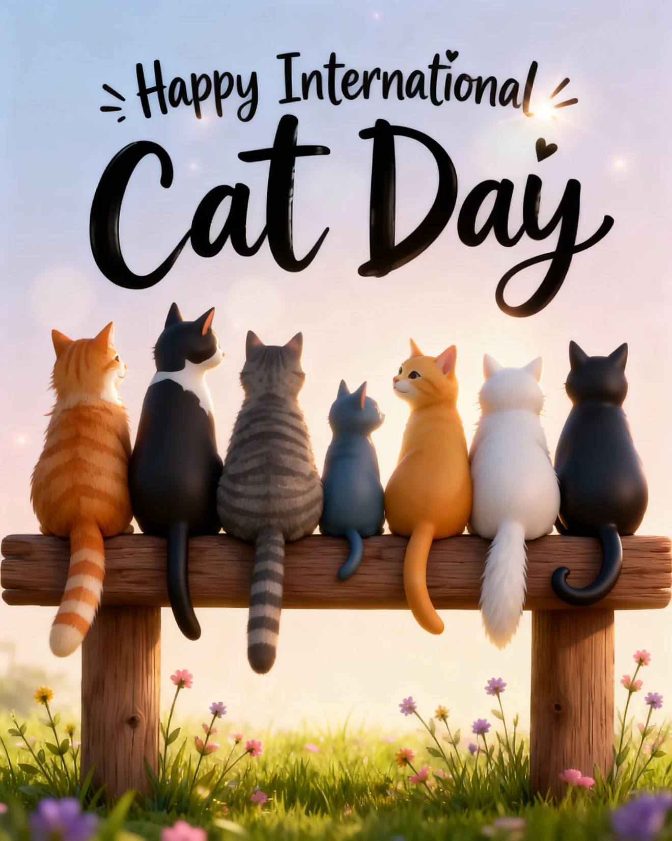 Row Of Whiskers virtual National Cat Day card