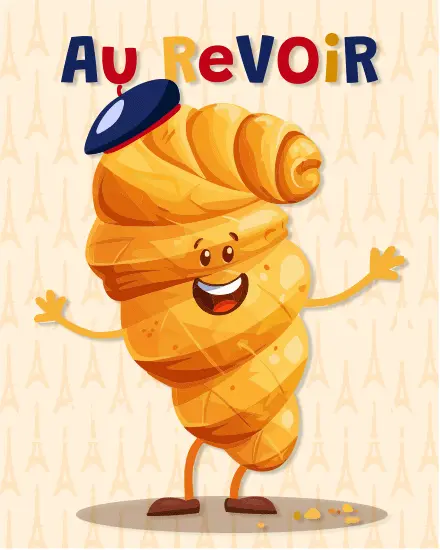Cheerful Au Revoir virtual Farewell (GoodBye) card