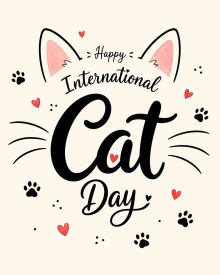 Whiskers And Paw Prints virtual National Cat Day card