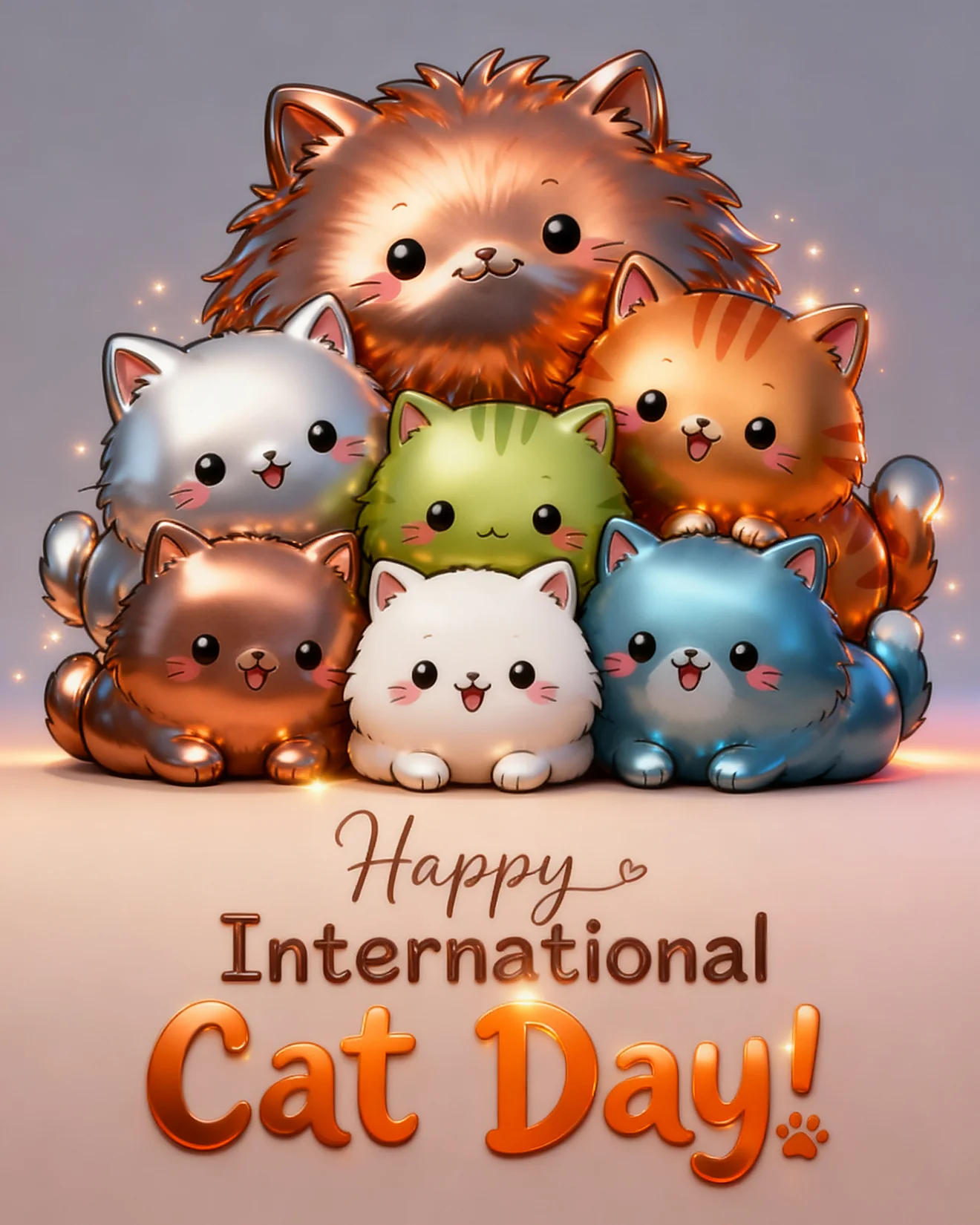 Rainbow Kitten Squad virtual National Cat Day card