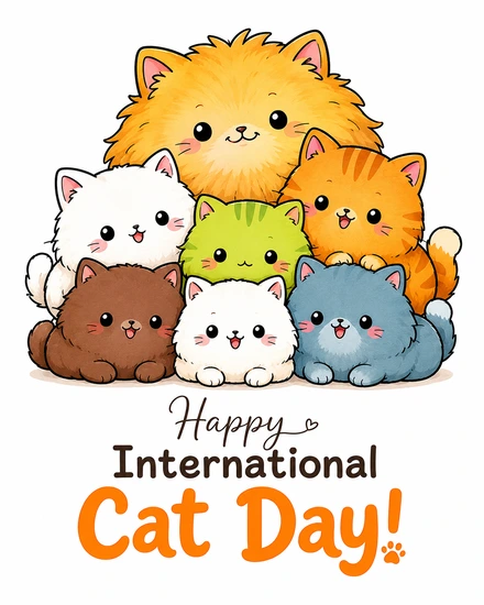 Cuddly Cat Pyramid virtual National Cat Day card