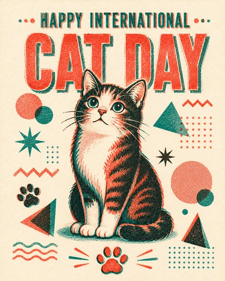 Retro Geometric Kitty