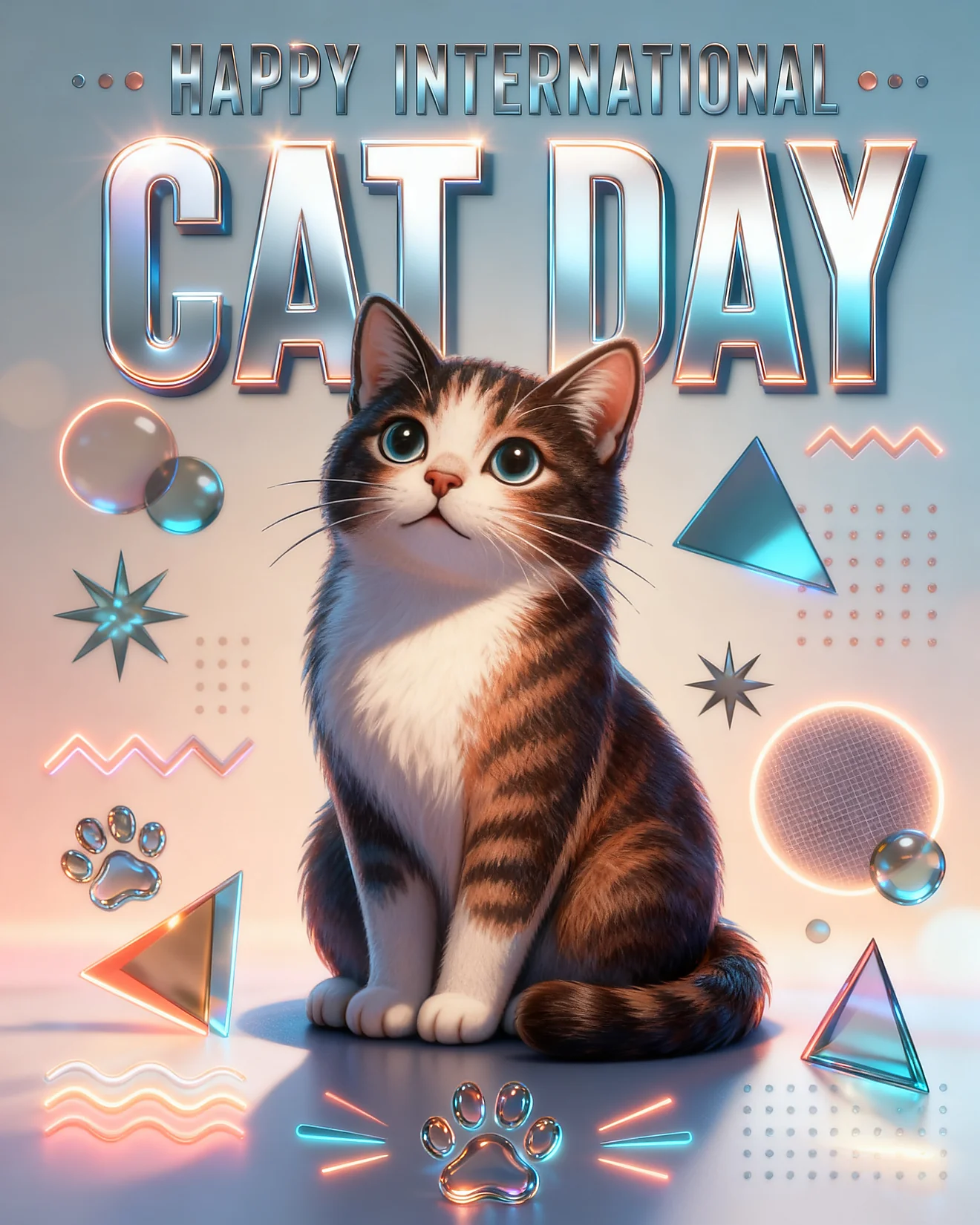 Big Blue Eyes virtual National Cat Day card