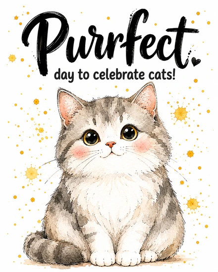 Purrfect Little Kitty virtual National Cat Day card