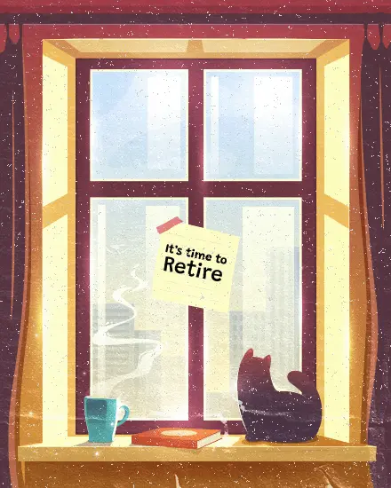 Cozy Window Nook virtual Retirement card