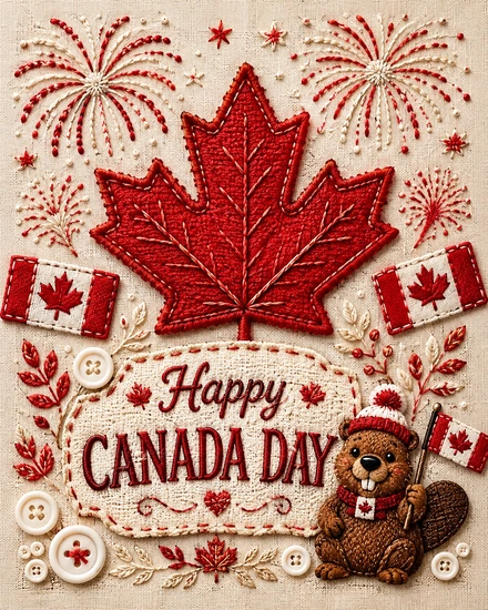 Stitched Patriotic Spirit virtual Canada Day card