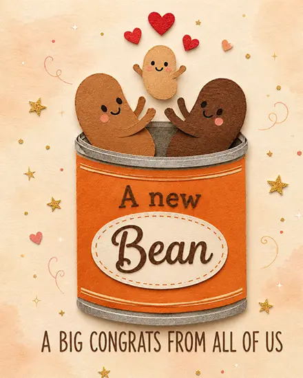 A New Bean virtual Baby Shower (New Birth)  card