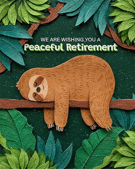 Peaceful Sloth Vibes virtual Retirement card