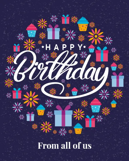 Floral Gifts Circle virtual Birthday card