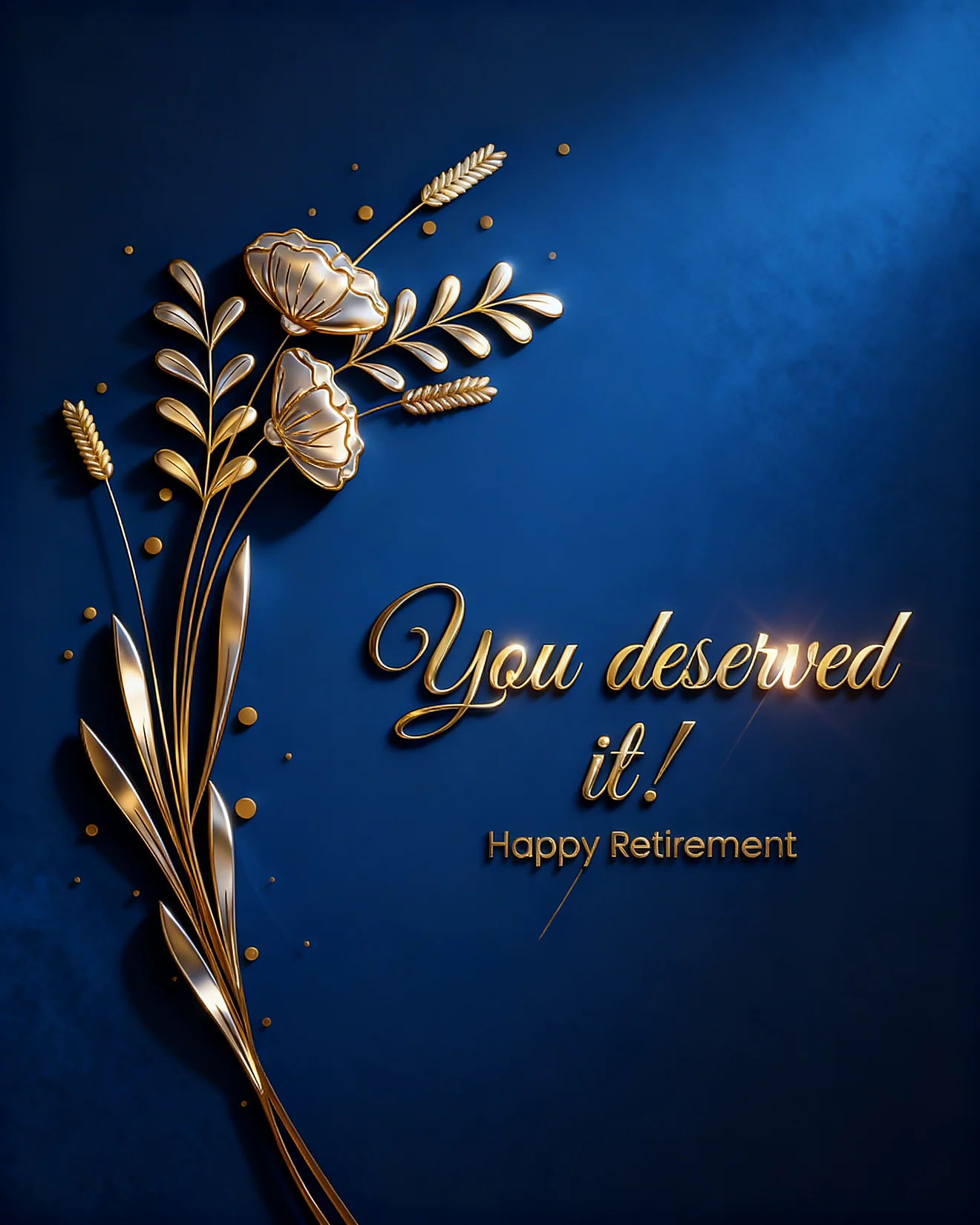 Gold Floral Merit virtual Retirement card