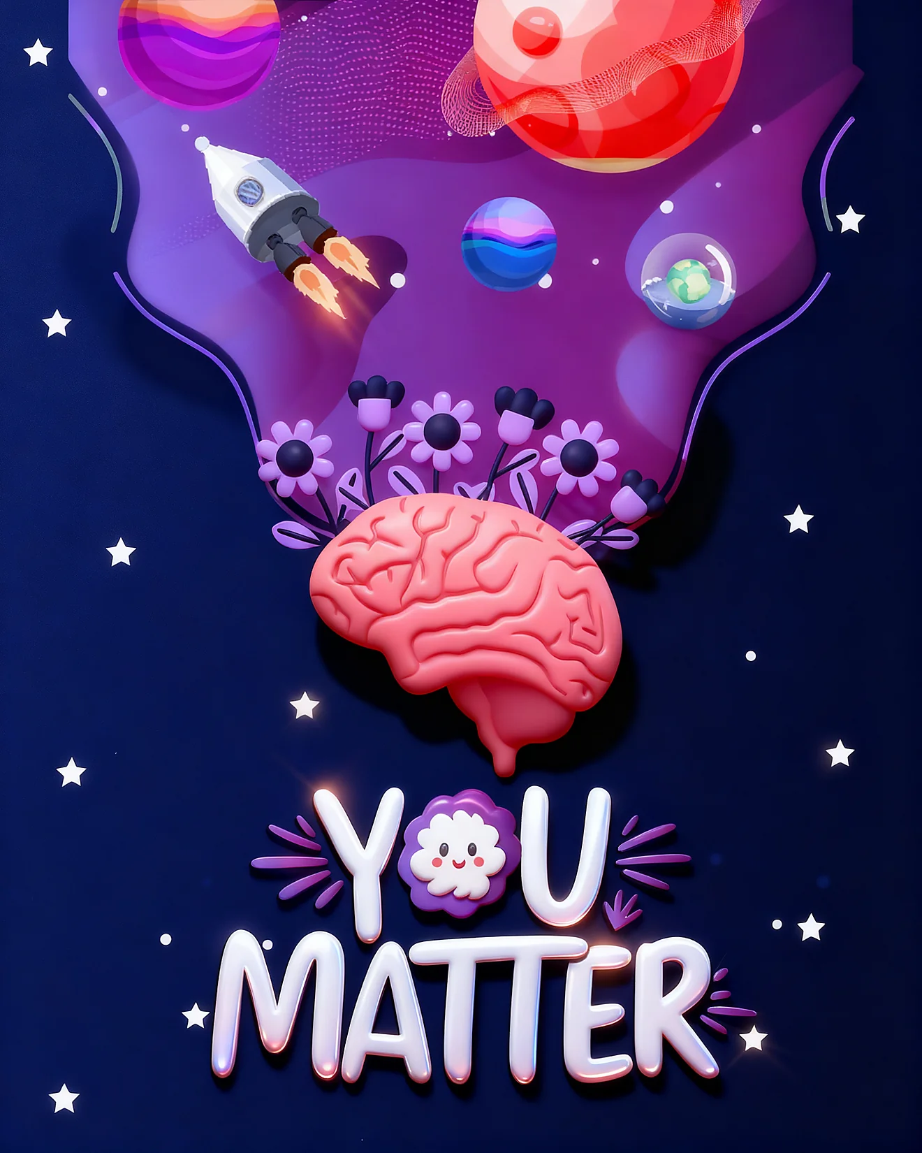 Brain Flowers Cosmic Glow