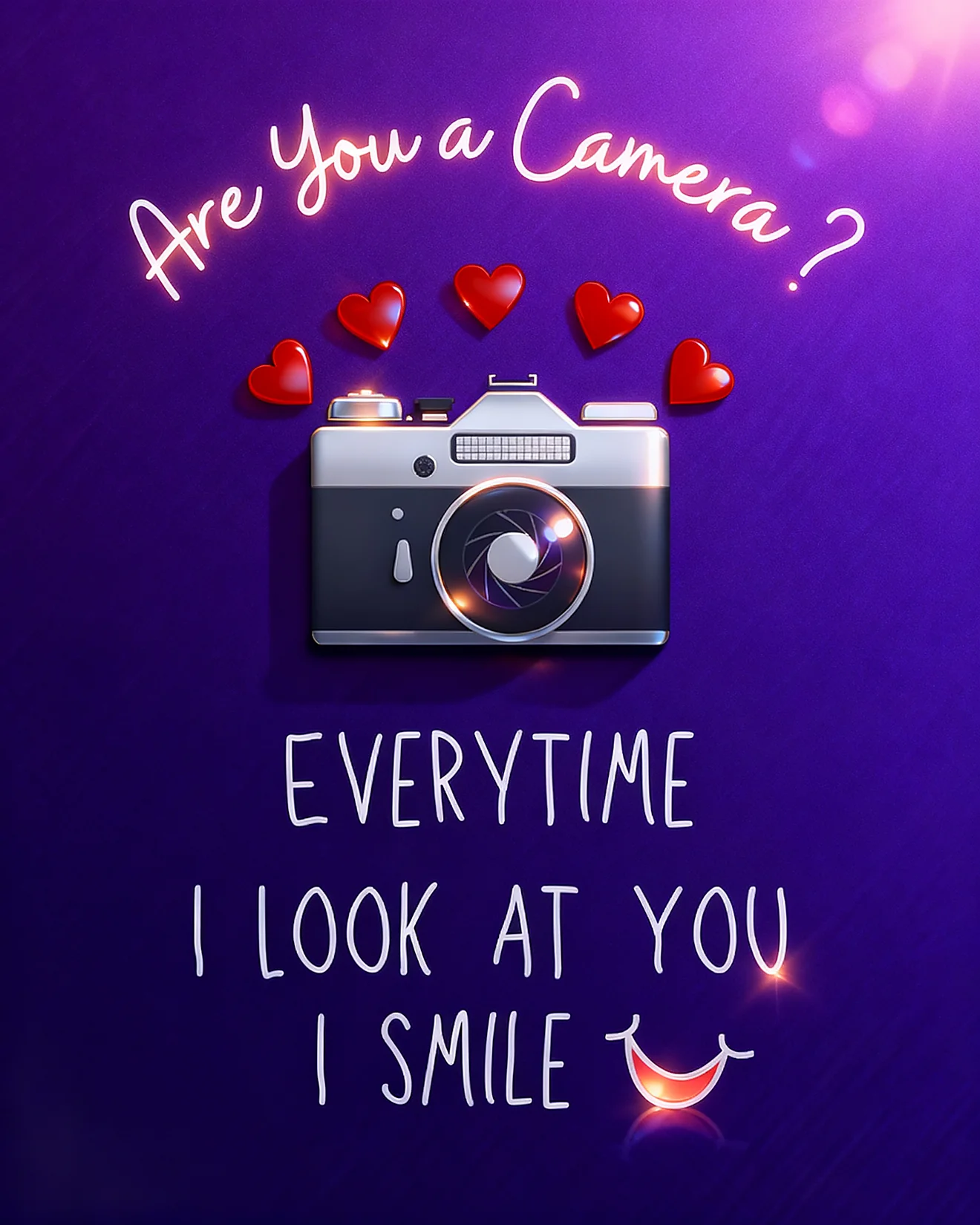 Camera Hearts Smile Pun