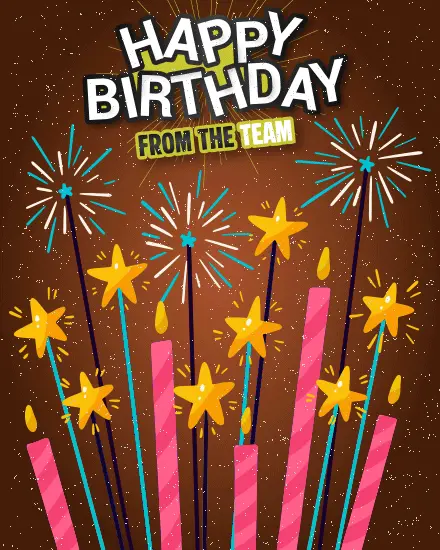 Sparkling Team Celebration virtual Coworker Birthday card