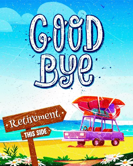 Goodbye Beach Bound virtual Retirement card