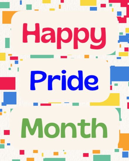 Colorblock Pixel Confetti online Pride Month Card