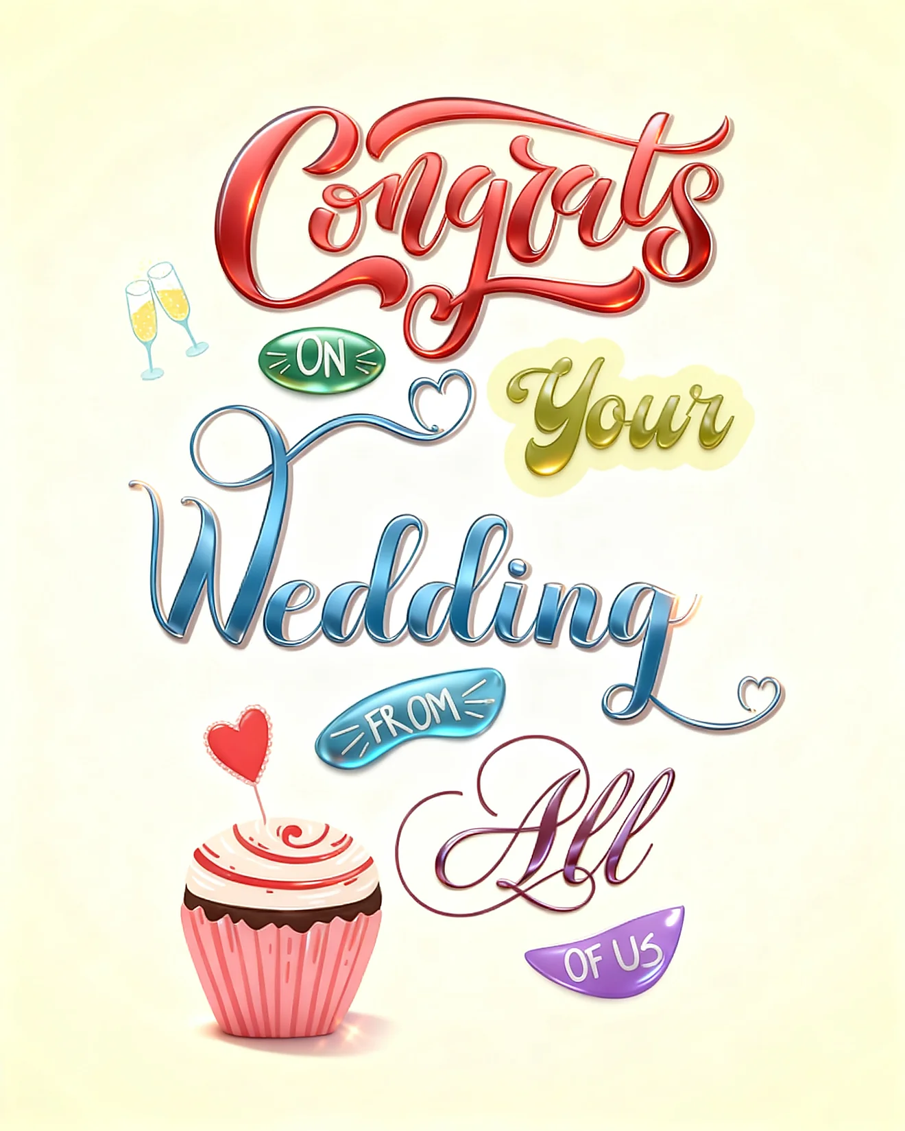 Congrats From All Of Us virtual Wedding Congratulations card