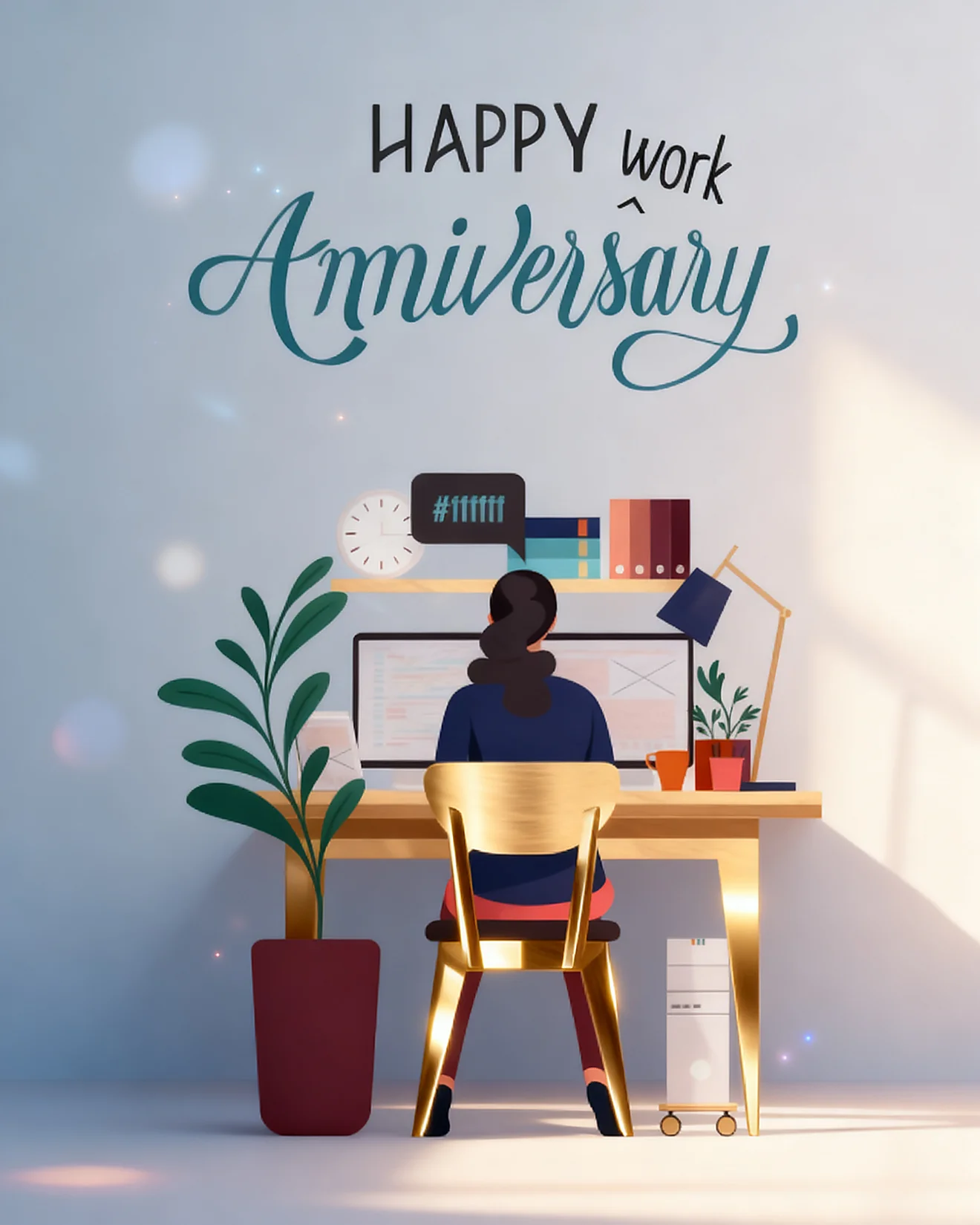 Cozy Desk Dedication virtual Work Anniversary card