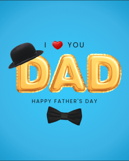 Father's Day Card With Adult And Child Hands Holding, I Love Dad Heart Text, Sparkle White Background. online Fathers Day Card