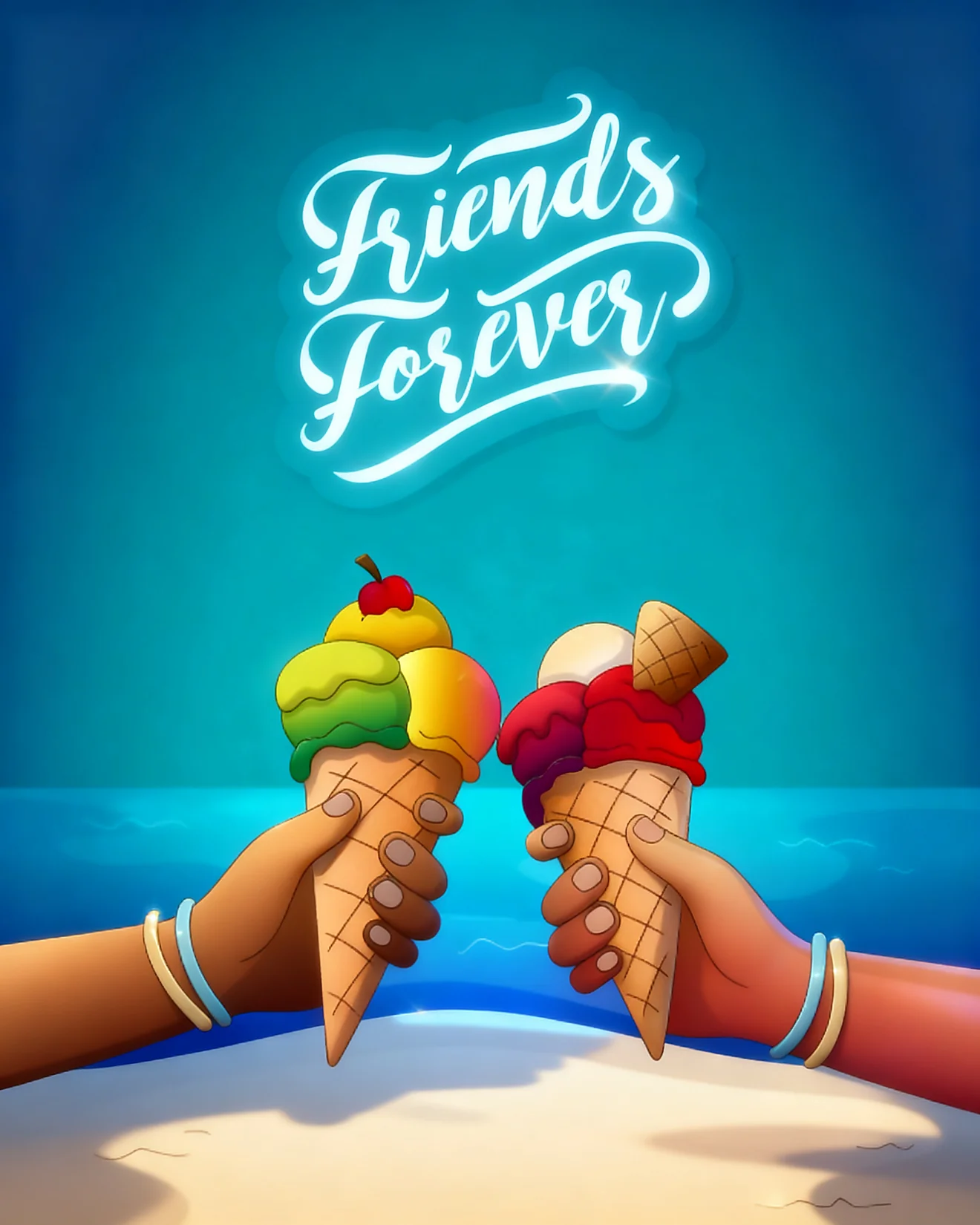 Ice Cream Cone Besties virtual Friendship card