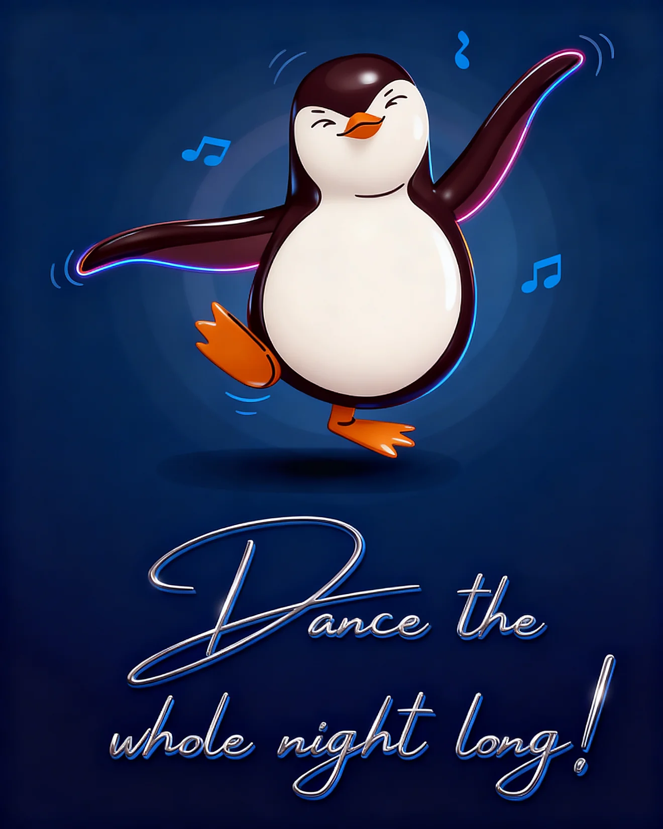 Neon Dancing Penguin