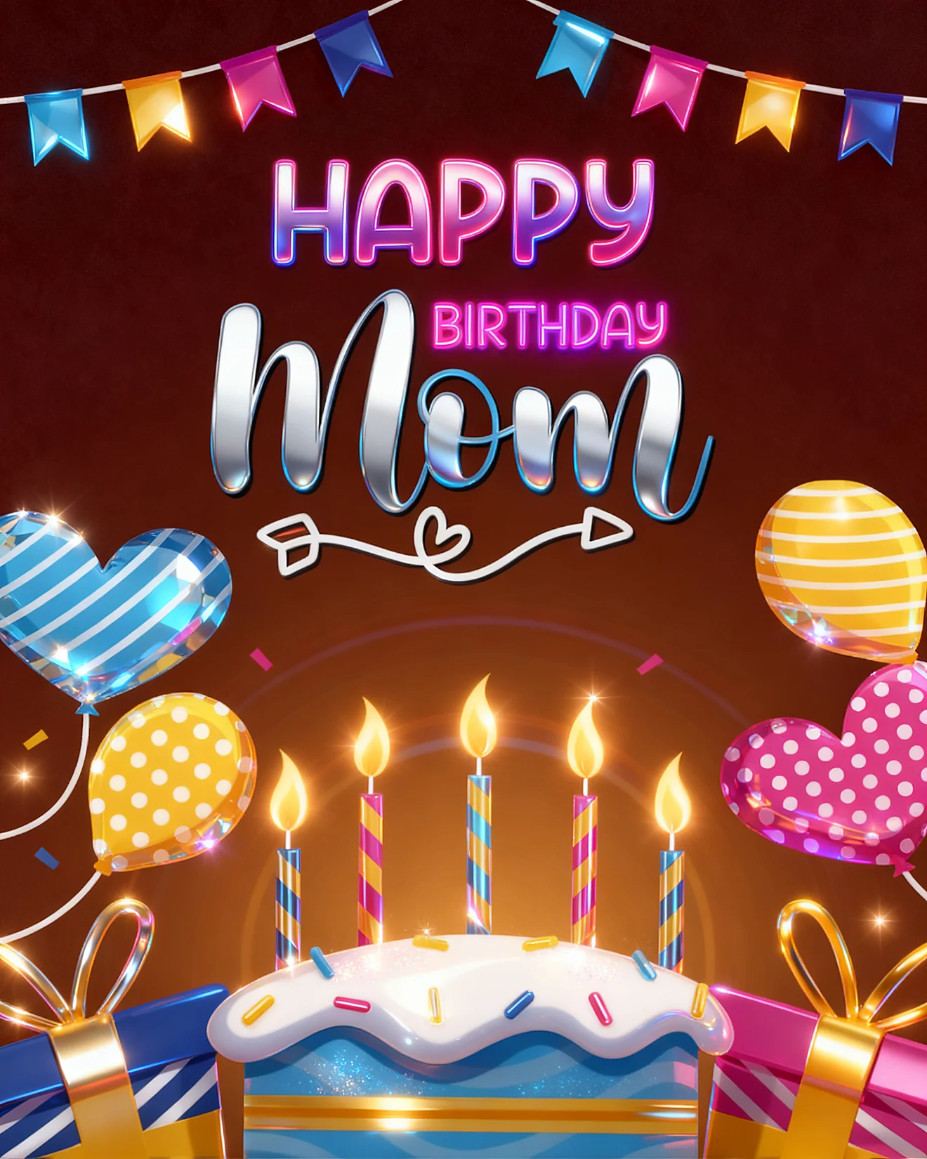 Glowing Wishes For Mom virtual Mom birthday card