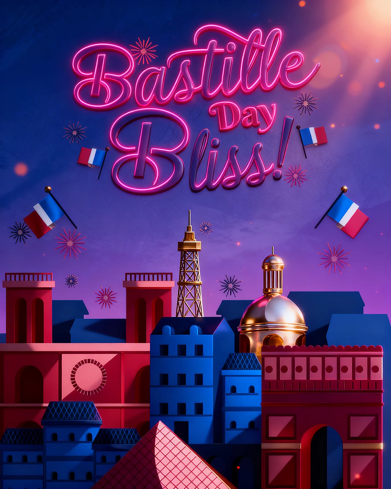 Paris Skyline Neon Bliss