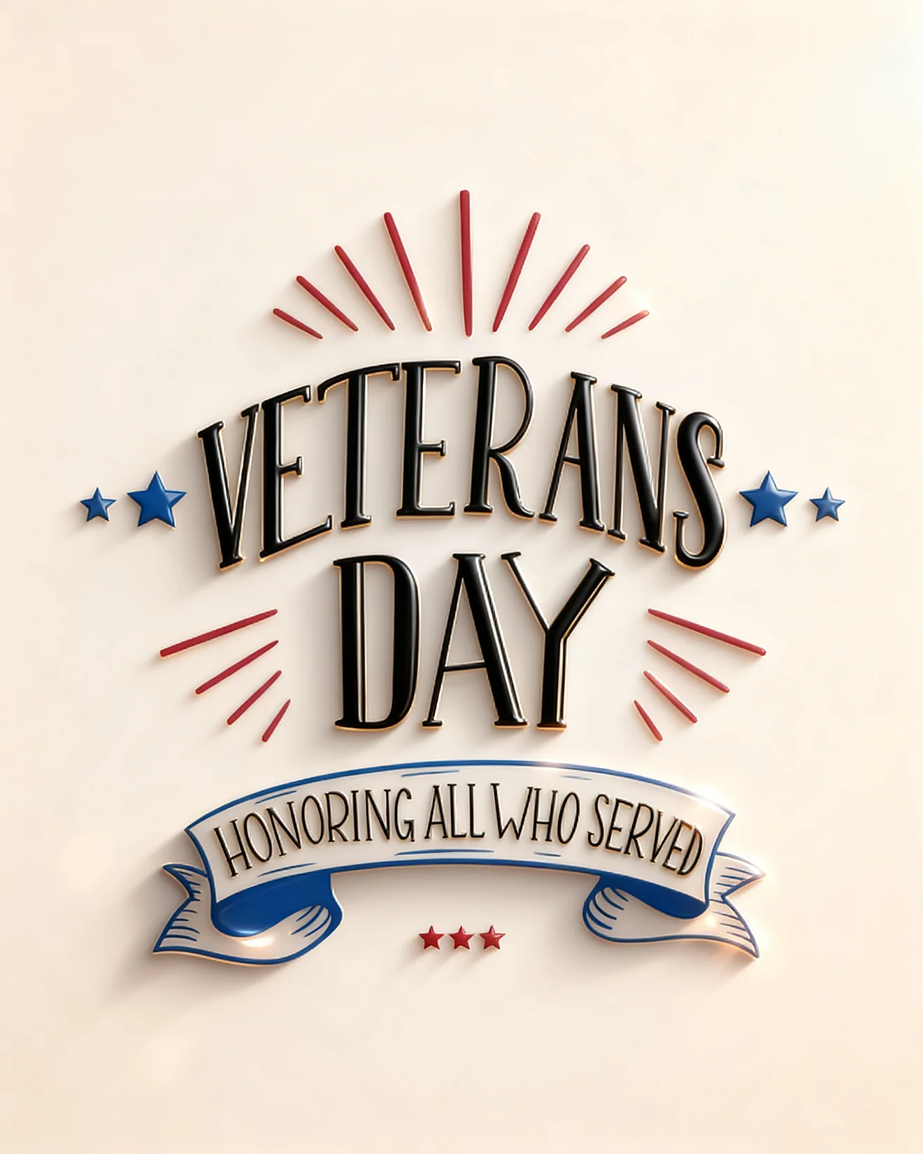 Patriotic Sunburst Ribbon virtual Veterans card