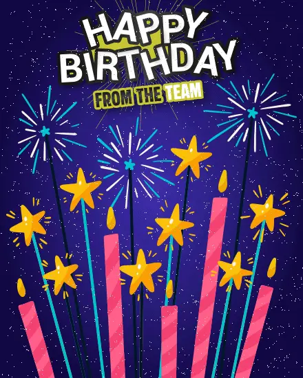 Festive Birthday Fireworks virtual Coworker Birthday card