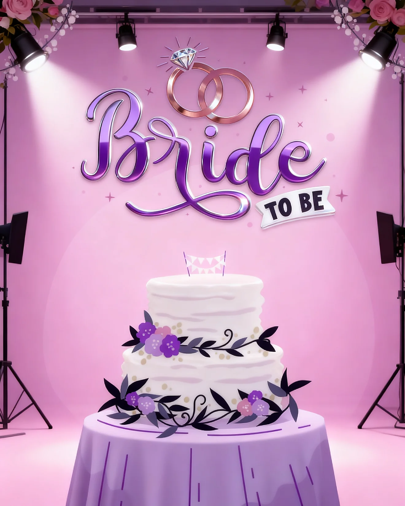 Bride To Be Glow virtual Bridal Shower card