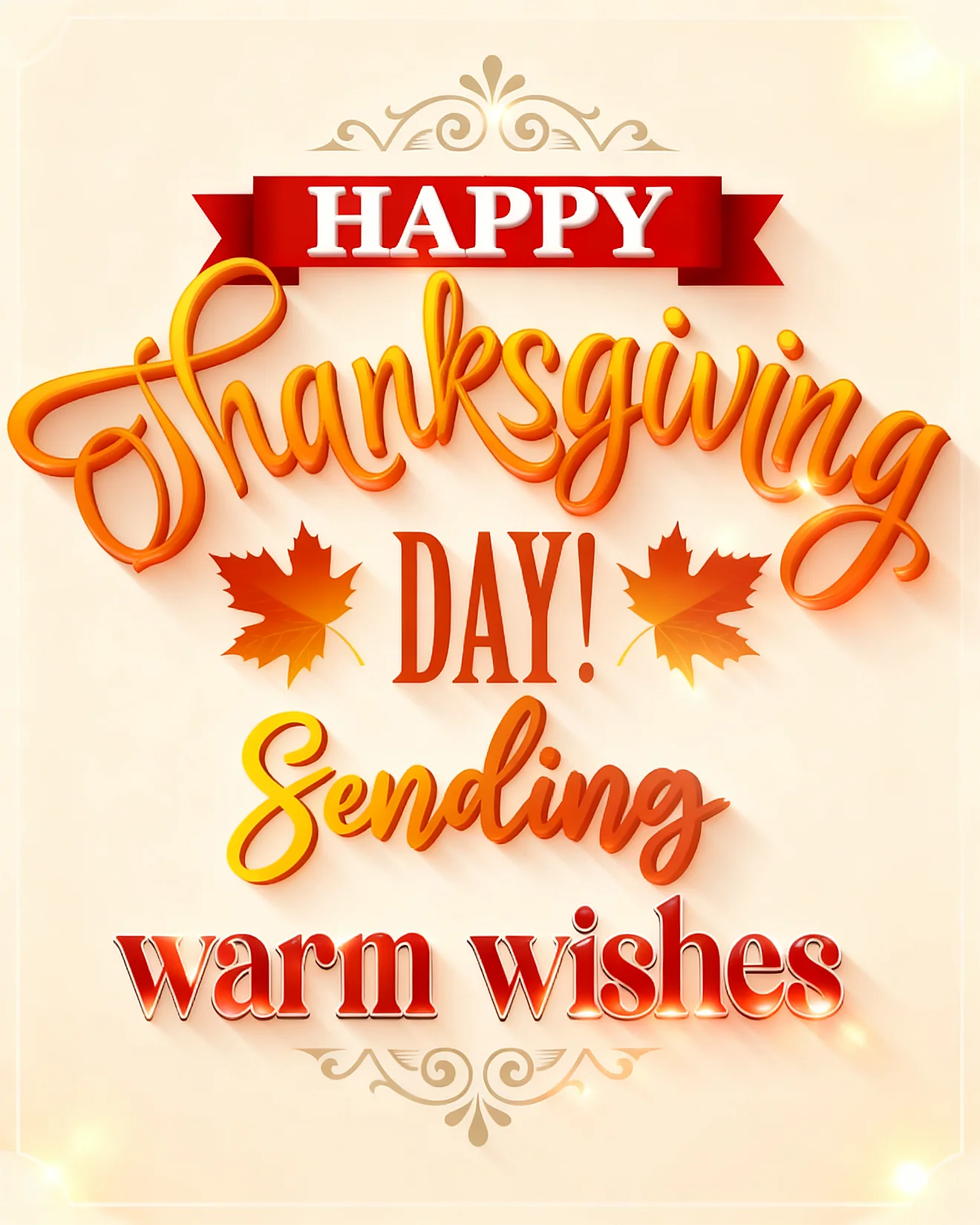 Warm Wishes Script Typography virtual Thanks Giving card
