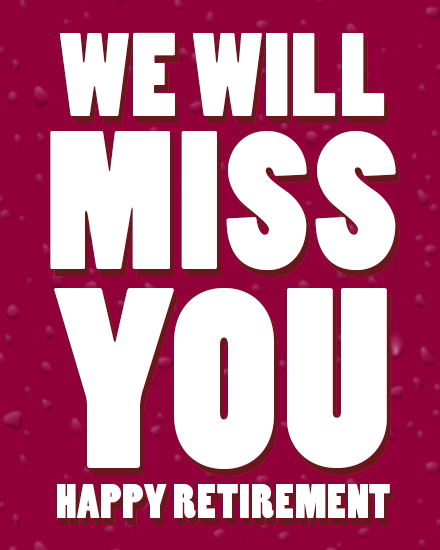 We Will Miss You virtual Retirement card