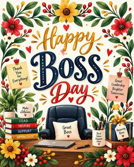 Lead Inspire Appreciate virtual Boss Day card