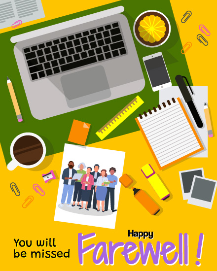 You Will Be Missed virtual Farewell (GoodBye) card