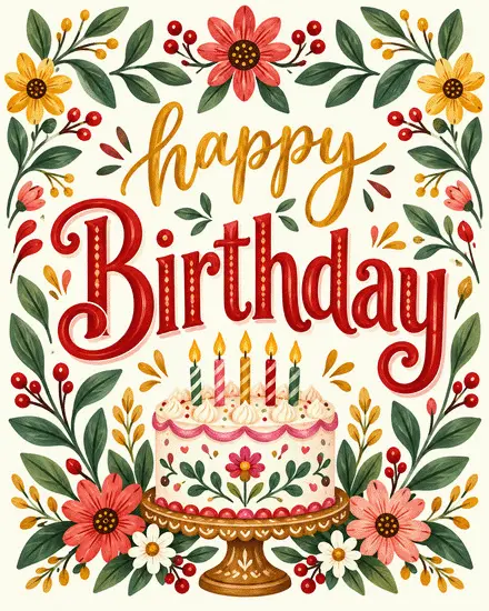 Blooms And Candles virtual Birthday card